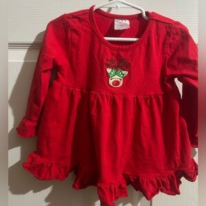 Stitchy fish 3t holiday top with cute embroidered reindeer.